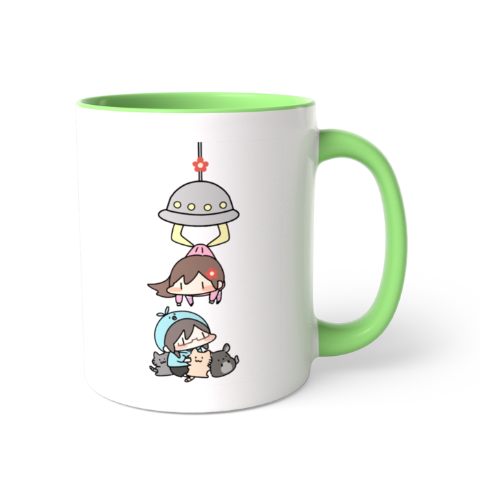 ゆか。黄緑色 ツートンカラーマグカップ - 直径 8.2cm / 高さ 9.5cm(1)