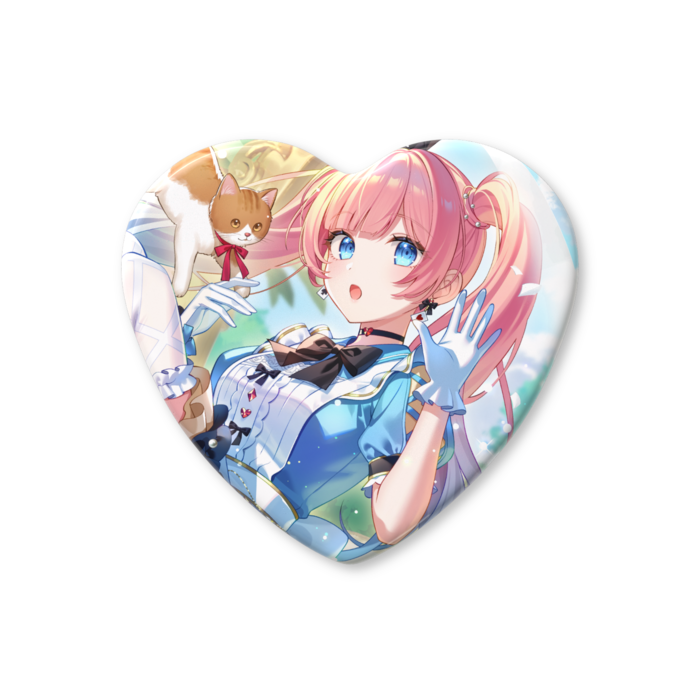 ハート缶バッジ - 57 × 52.5mm