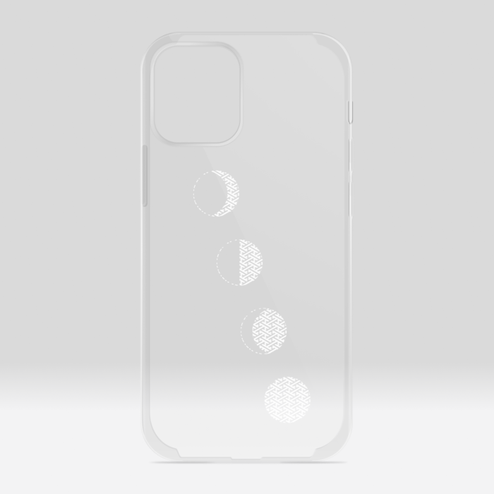 クリアiPhoneケース・文様月・白：iPhone12 mini