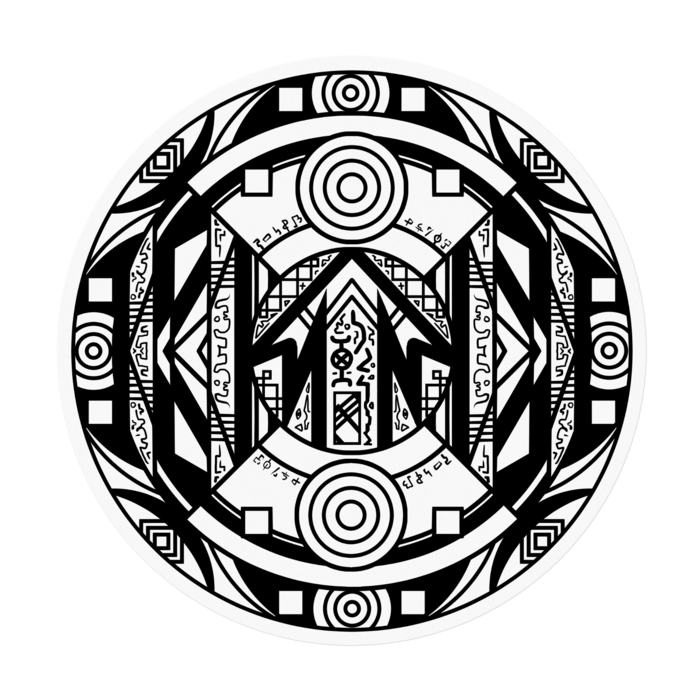 魔術式ステッカー【黒】「移送」「低主力起動・条件奮起」「持続」 - 100 x 100 (mm)