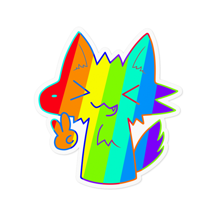 ゲーミングおおかみくん（ホワイト） - 100 x 100 (mm)