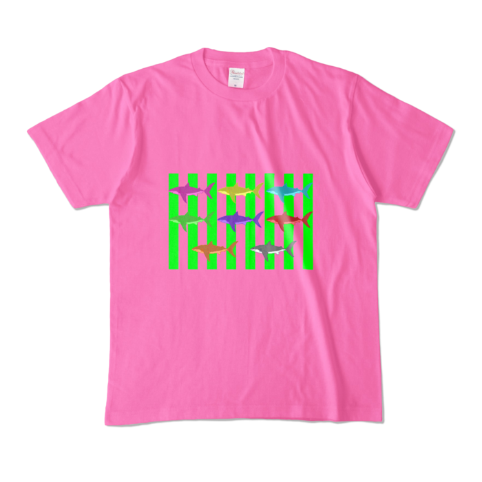 (グリーン)カラーTシャツ - M - ピンク (濃色)(1)