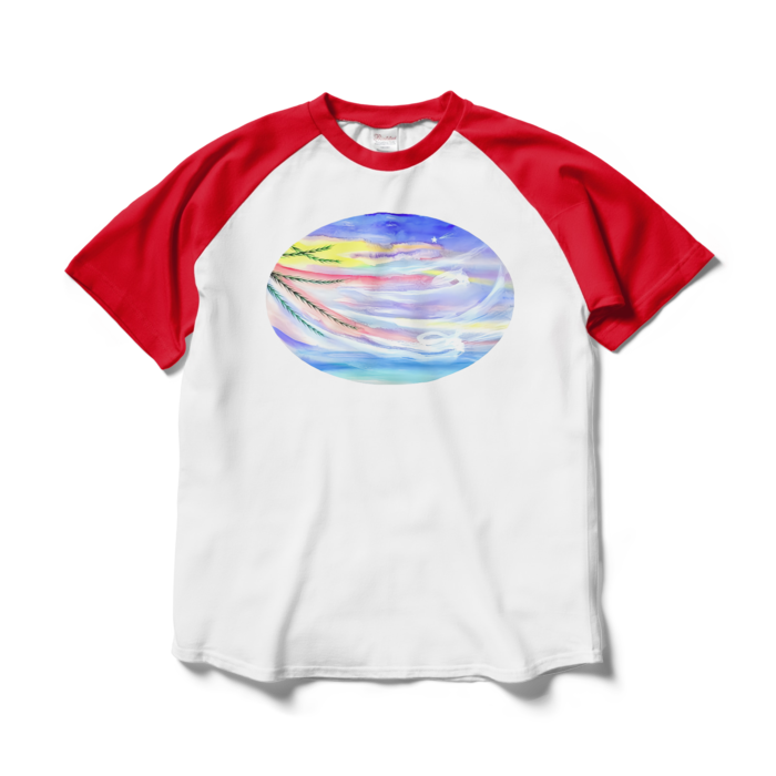 ラグランTシャツ - L - ホワイト×レッド