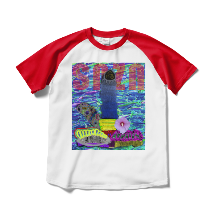 ラグランTシャツ - M - ホワイト×レッド