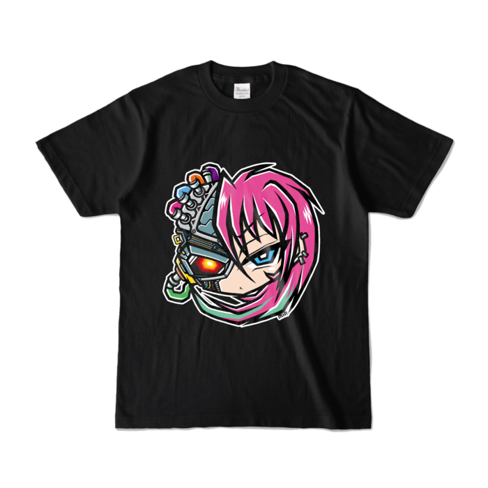 "Tekko〜CyberGirl" T-shirts/「鉄子〜サイバーガール」カラーTシャツ - S - ブラック (濃色)