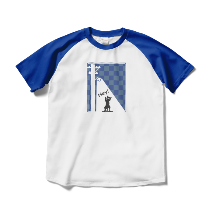 ラグランTシャツ - M - ホワイト×ロイヤルブルー