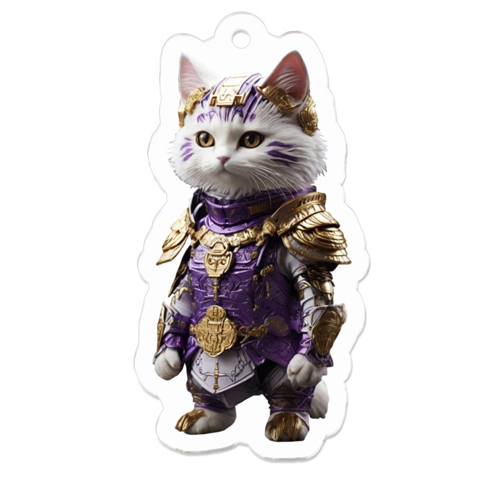紫猫族の猫神様　戦士1 お守りステッカー