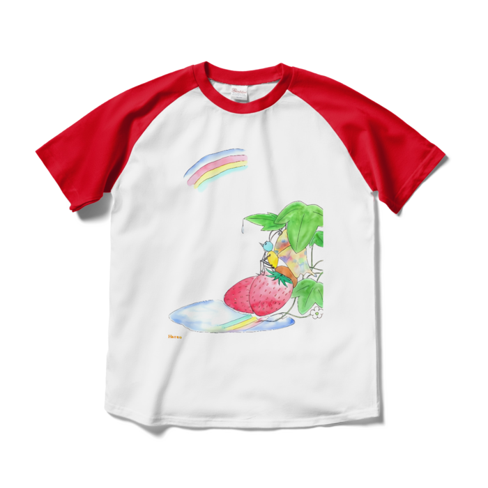 ラグランTシャツ - M - ホワイト×レッド