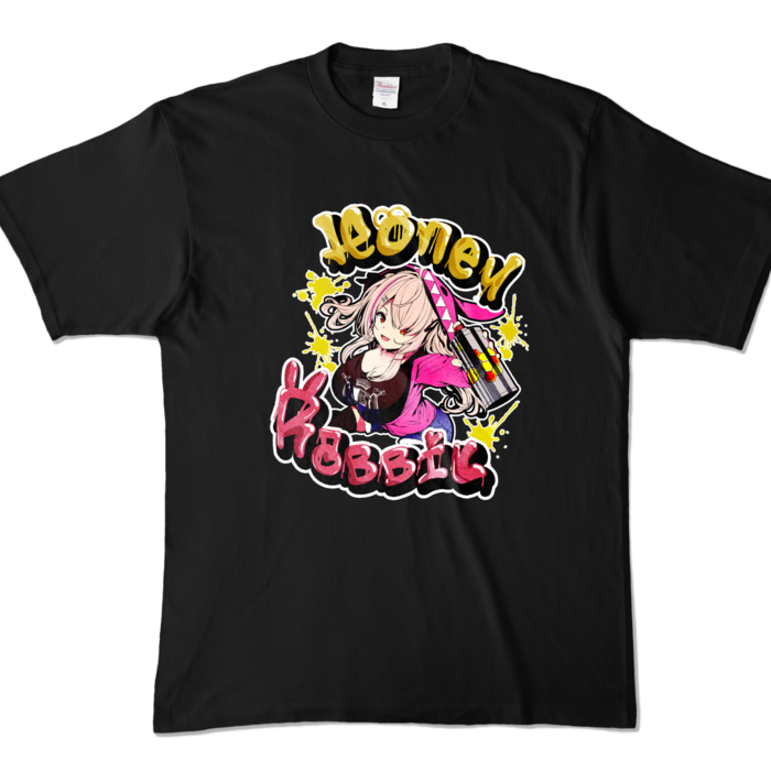 はにーらびっとTシャツ【ビビットカラーver】 - XL - ブラック (濃色)