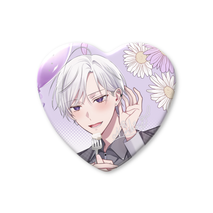 ハート缶バッジ - 57 × 52.5mm