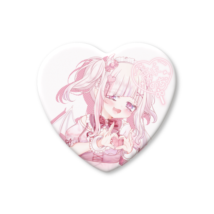 ハート缶バッジ - 52.5 × 57mm