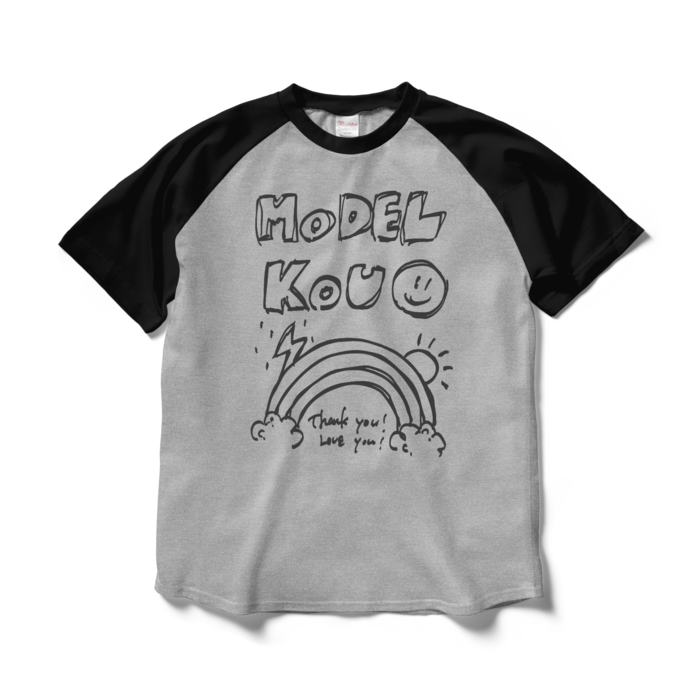 ラグランTシャツ - L - 杢グレー×ブラック