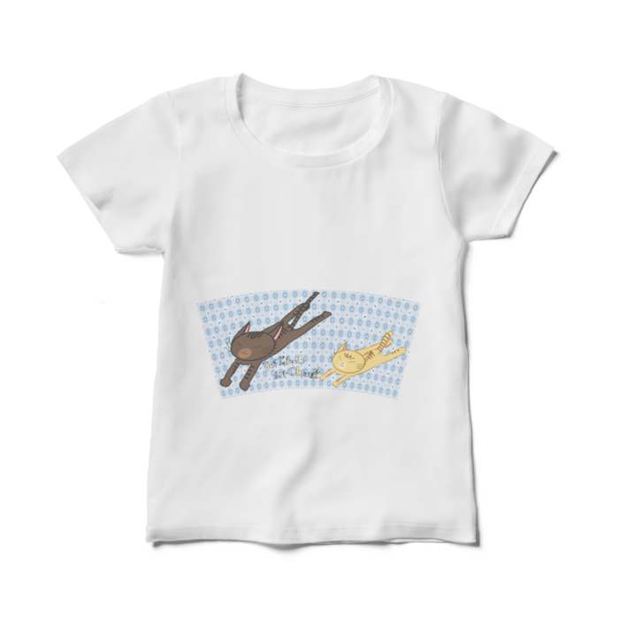 レディースTシャツ - M - 白_猫は心を見る(両面)