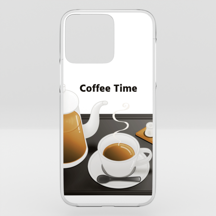 クリアiPhoneケース　珈琲×白背景　iPhone 15ProMax