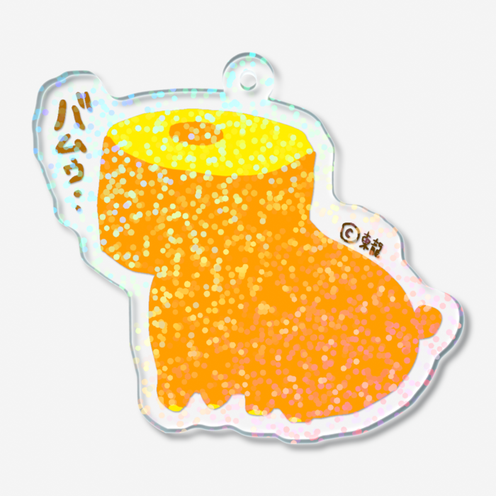 ①お座りホログラムアクリルキーホルダー - 50 × 50mm