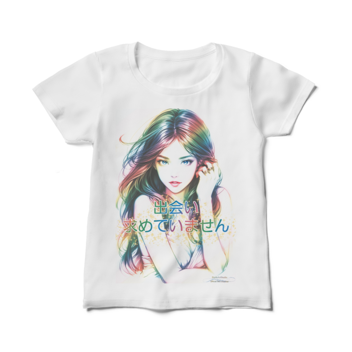 (両面プリント)男よけナンパ除けTシャツ「出会い求めていません」Dream Woman / Elegant Woman レディースTシャツ - M(製品への表記はWM) - 白