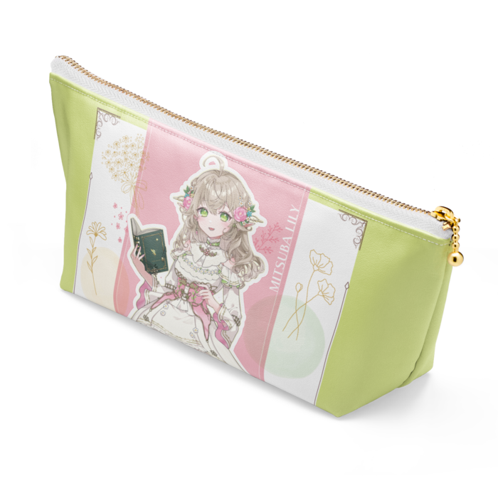 ポーチ - 長さ21.5cm / 高さ10cm - ホワイト(黄緑)