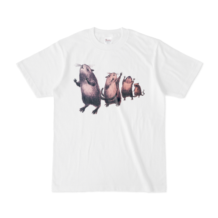 Tシャツ - S - 白にピンク鼠