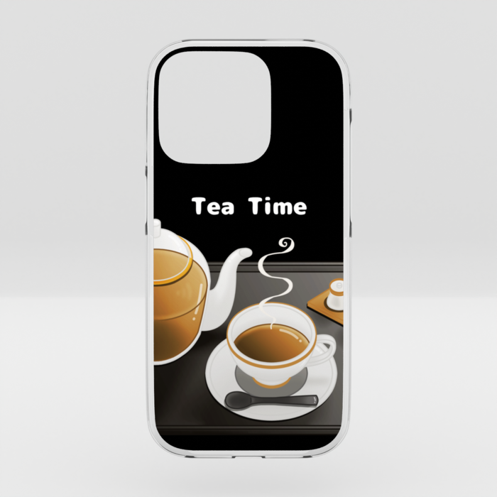 クリアiPhoneケース　紅茶×黒背景　iPhone 16Pro