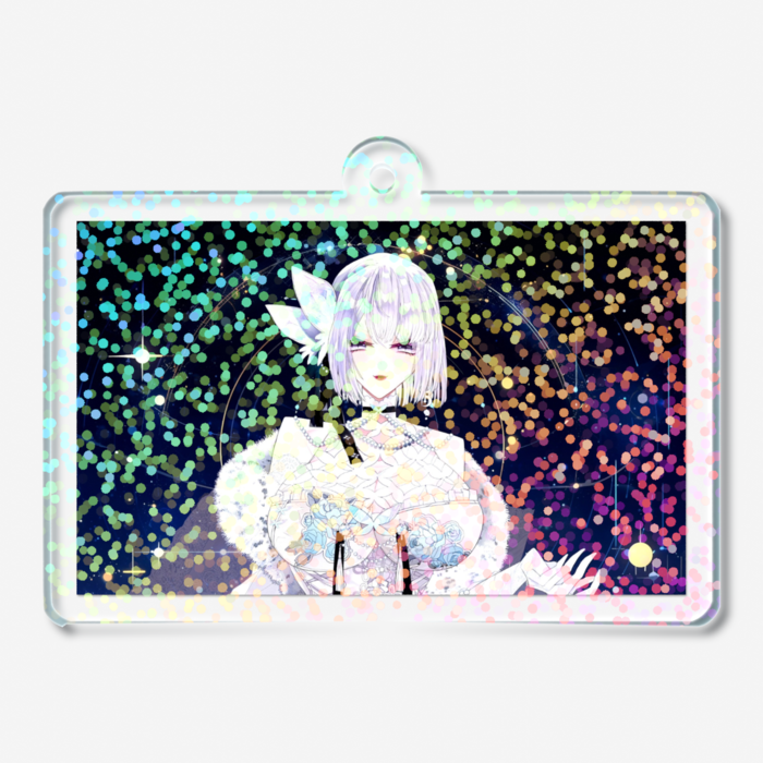 【新衣装ショートカット】微粒子ホログラムアクリルキーホルダー - 50 × 50mm