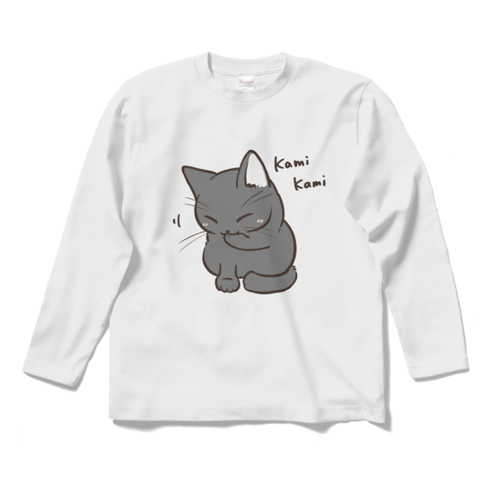 かみかみねこ(黒猫ver) ロングTシャツ