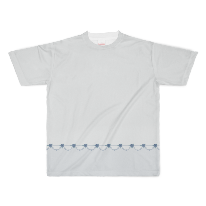 フルグラフィックTシャツ　青薔薇×水色　XL