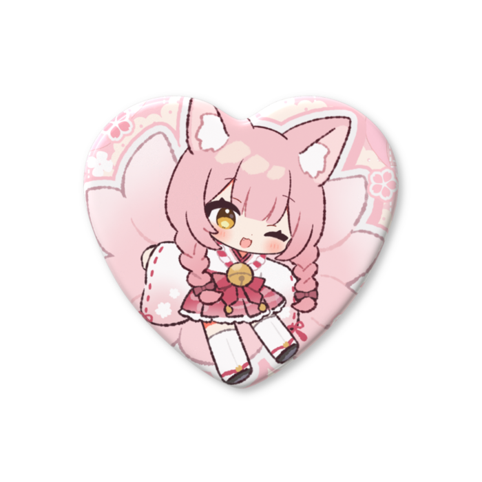 ハート缶バッジ - 57 × 52.5mm