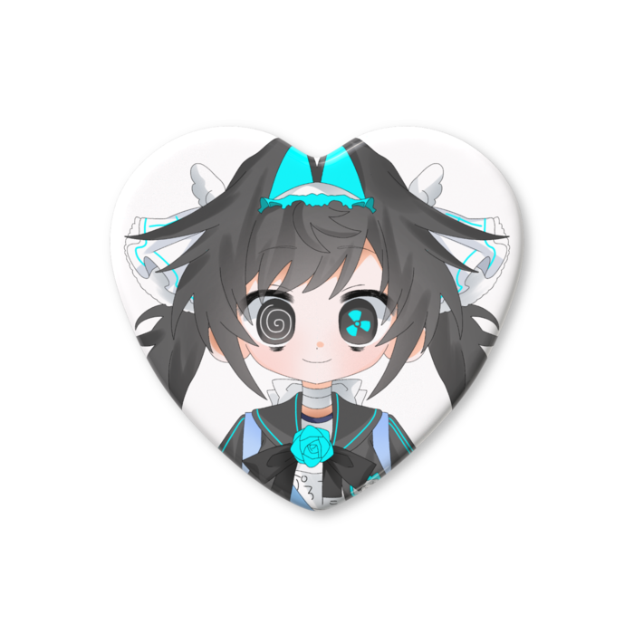 ハート缶バッジ - 52.5 × 57mm