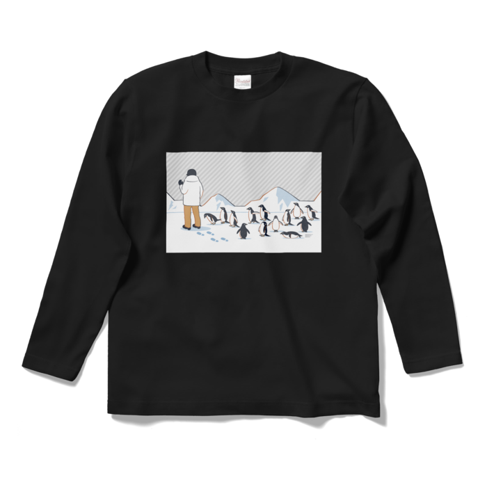 ロングスリーブTシャツ　灰色×黒色　S
