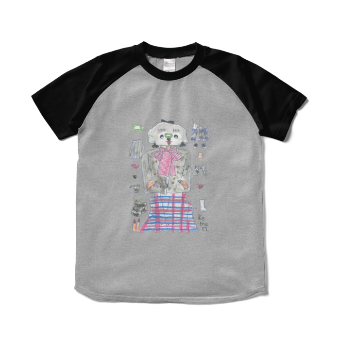 ラグランTシャツ - S - 杢グレー×ブラック