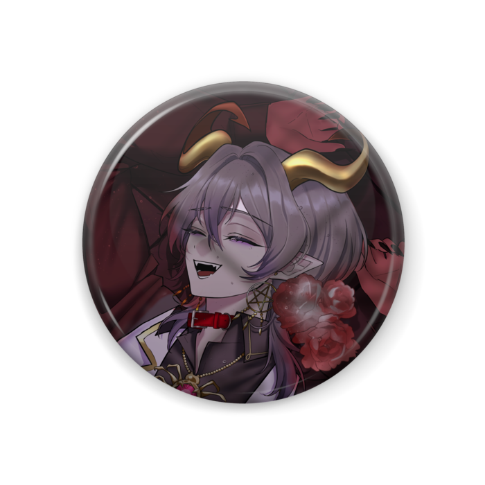 缶バッジ - 44mm 赤薔薇_目閉じ