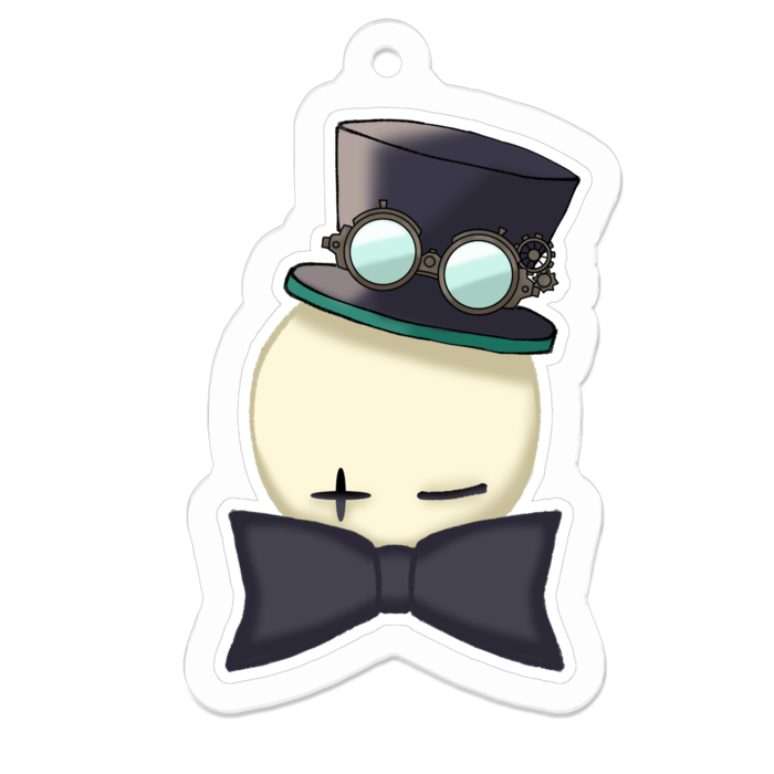 おばけのkeykey.おリボンアクキー　黒帽子Ver.
