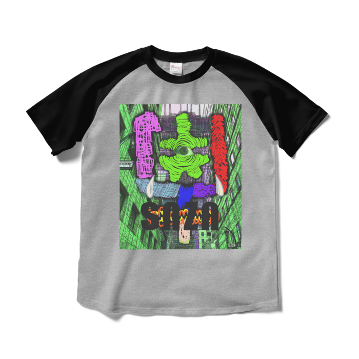 ラグランTシャツ - M - 杢グレー×ブラック