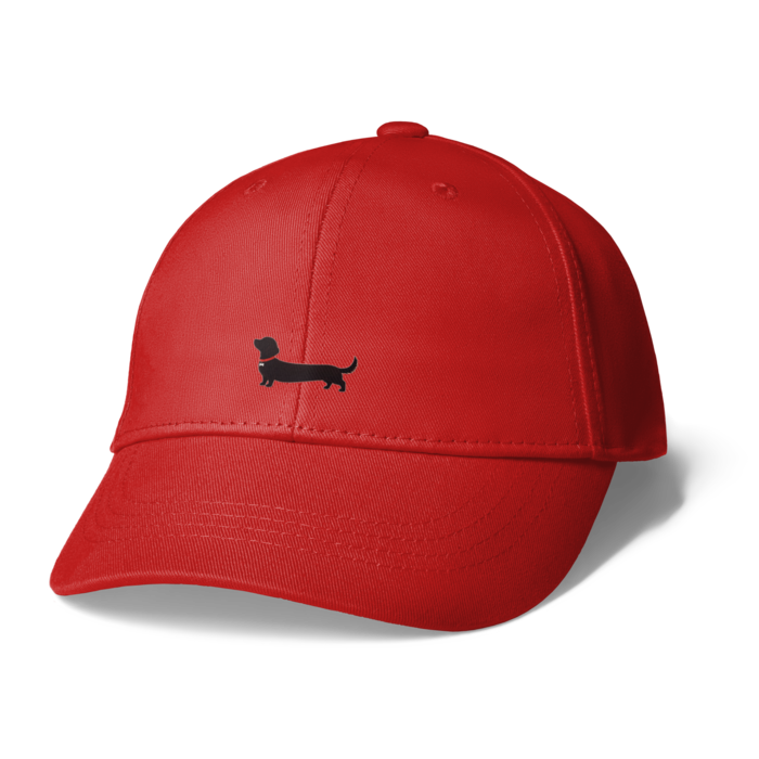 ダックスフンドシルエット キャップ- レッド