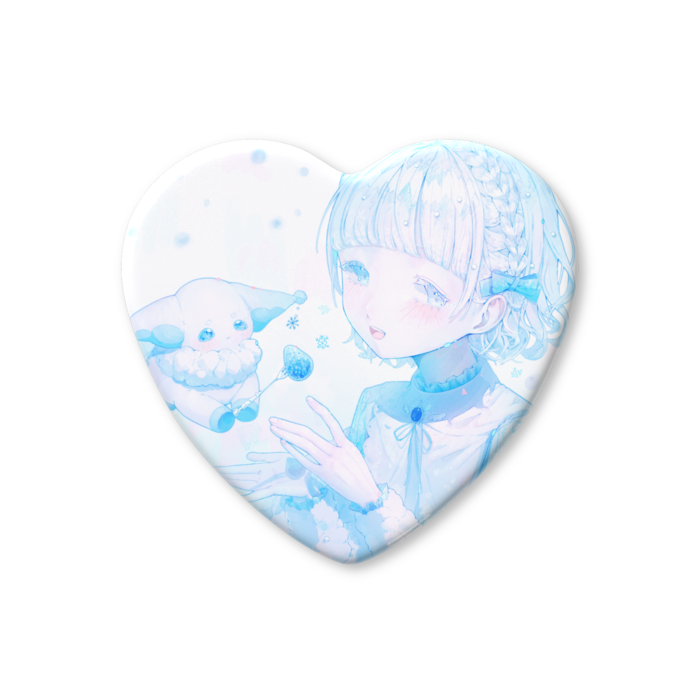ハート缶バッジ - 57 × 52.5mm