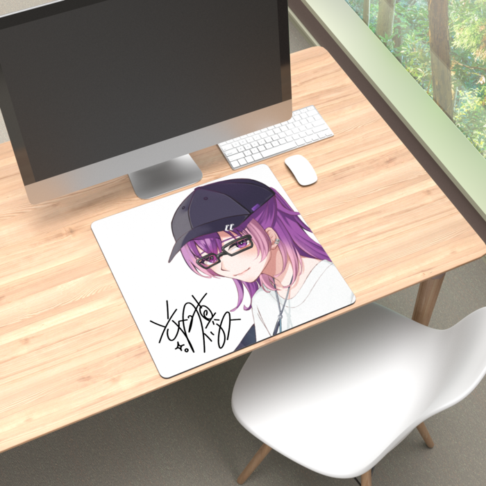 マウスパッド - 450 × 450mm　イリス(メガネ)＆サイン