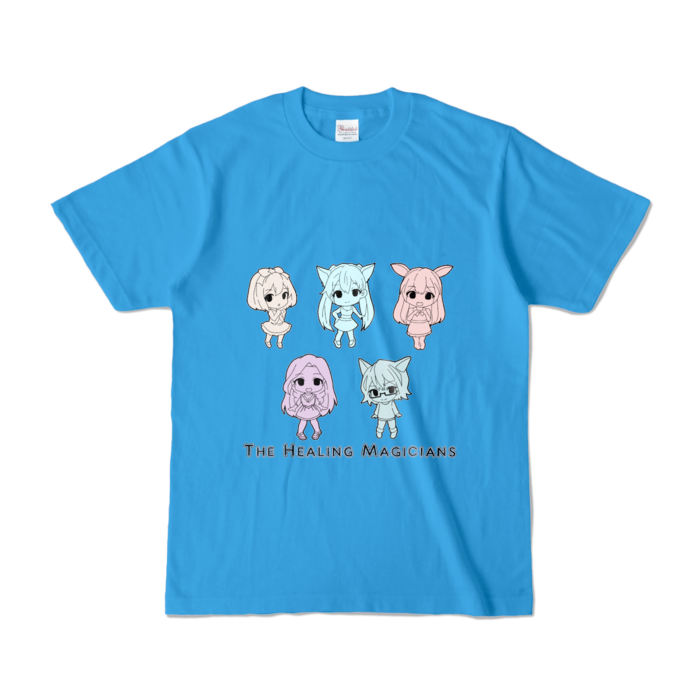 カラーTシャツ - S - ターコイズ／モノトーン柄