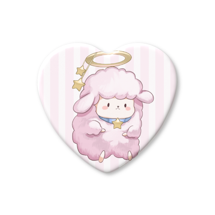 ハート缶バッジ - 52.5 × 57mm