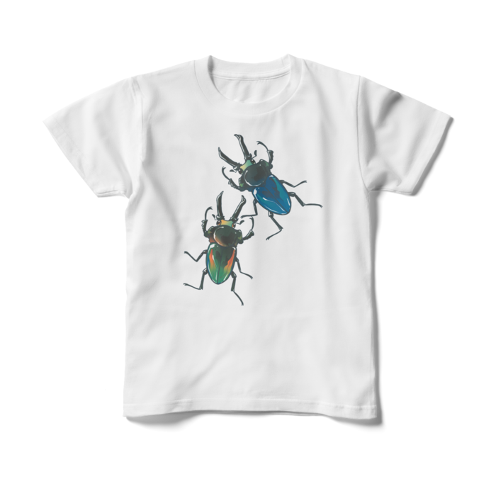 キッズTシャツ(ニジイロクワガタ/ブルー×オレンジ)150cm