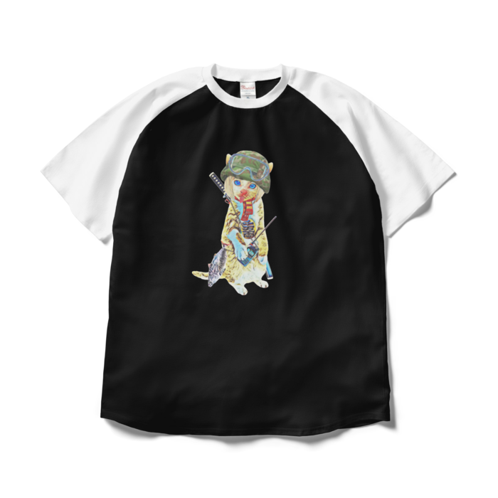 ラグランTシャツ - XL - ブラック×ホワイト