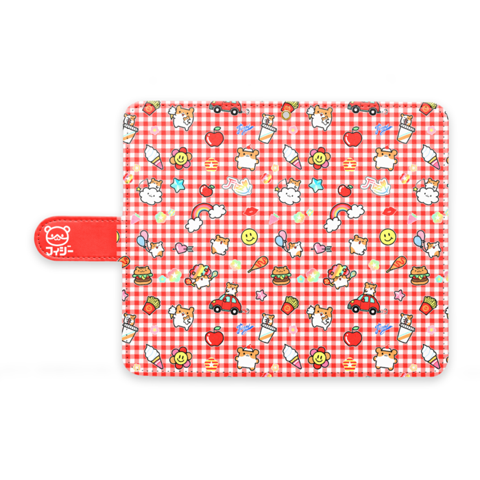 手帳型Androidケース - M - ストラップ穴 あり(赤)