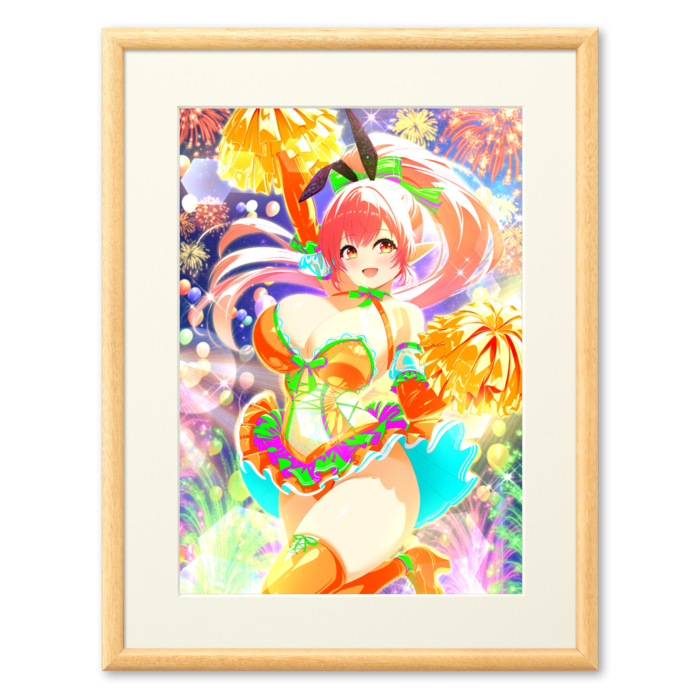複製画(プリモアート) - A3(ピンク髪/額縁・ナチュラル)