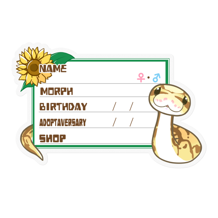 【🐍お名前ステッカー】ボールパイソン(クイーンビーミニ) ‐ひまわり(英語)