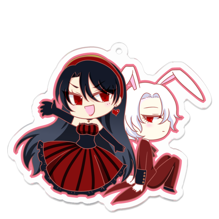 アクリルキーホルダー - 70 x 70 (mm)(女王&白うさぎ)