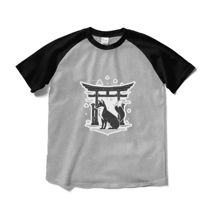 ラグランTシャツ - M - 杢グレー×ブラック