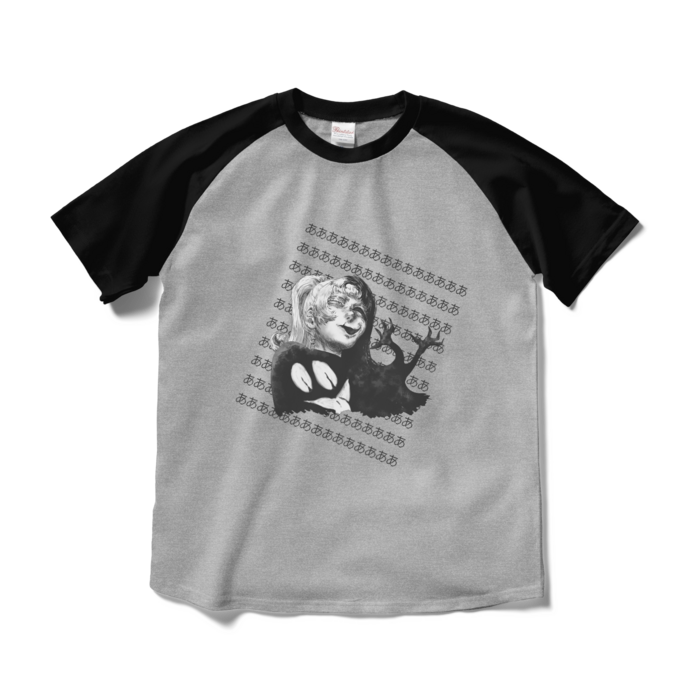 ラグランTシャツ - M - 杢グレー×ブラック