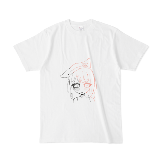 Tシャツ - L - 白地 黒ピンク線