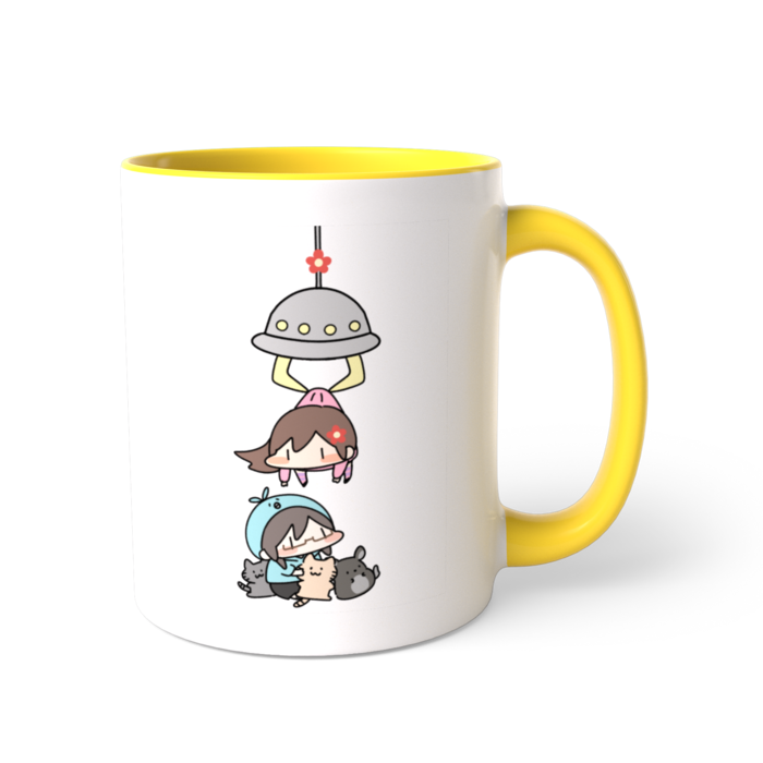 ゆか。 黄色 ツートンカラーマグカップ - 直径 8.2cm / 高さ 9.5cm