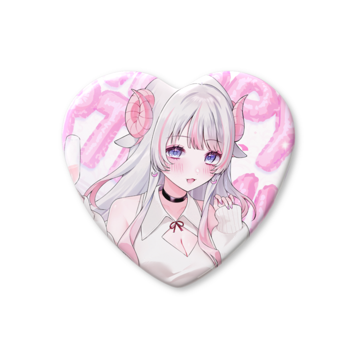ハート缶バッジ - 57 × 52.5mm