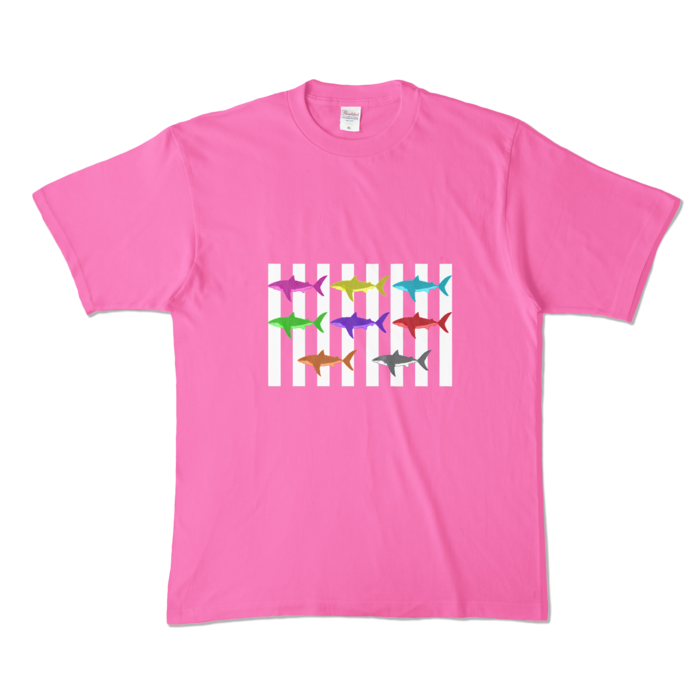 (ホワイト)カラーTシャツ - XL - ピンク (濃色)(4)